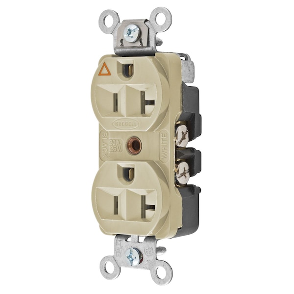 Hubbell Wiring Device-Kellems Straight Blade Receptacle, 5-20R, 20 A, 125V AC, 2 Pole, 3 Wire, Flush Mount, Isolated Ground CR5352IGI - main